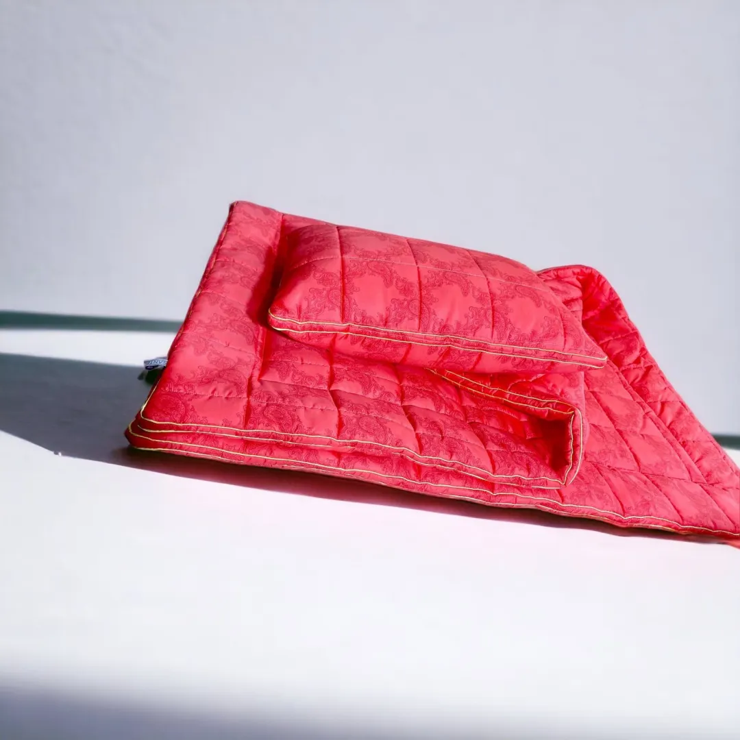 Set Premium jastuk + pokrivač barok crveni